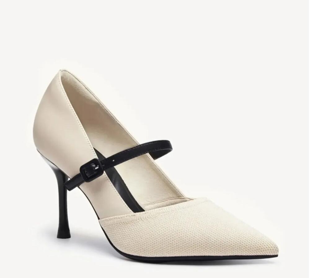 Cosy Island Bicolor Grace Pointed Toe Heeled Pump - Cream - Womens 8